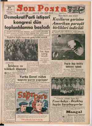 Son Posta Gazetesi 21 Ekim 1950 kapağı