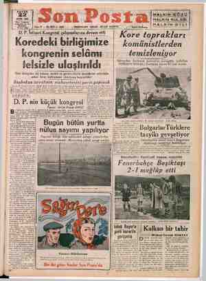 Son Posta Gazetesi 22 Ekim 1950 kapağı