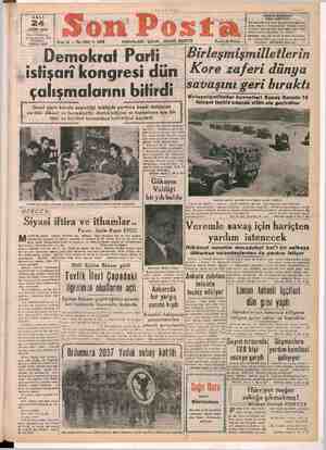 Son Posta Gazetesi 24 Ekim 1950 kapağı