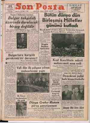 Son Posta Gazetesi 25 Ekim 1950 kapağı