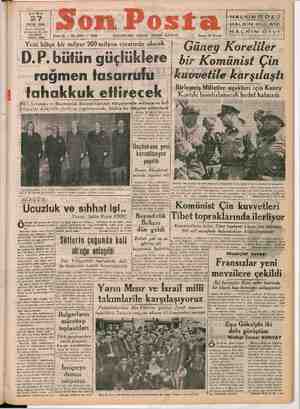 Son Posta Gazetesi 27 Ekim 1950 kapağı