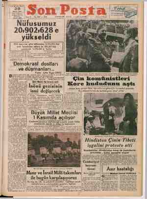 Son Posta Gazetesi 28 Ekim 1950 kapağı