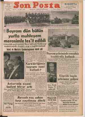 Son Posta Gazetesi 30 Ekim 1950 kapağı
