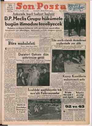 Son Posta Gazetesi 31 Ekim 1950 kapağı