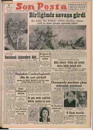 Son Posta Gazetesi 8 Kasım 1950 kapağı