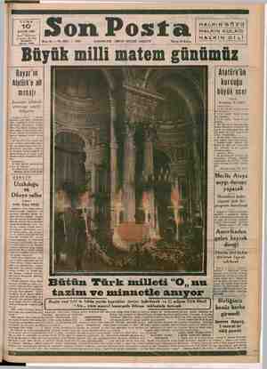 Son Posta Gazetesi 10 Kasım 1950 kapağı