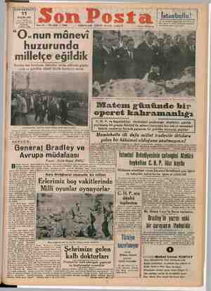 Son Posta Gazetesi 11 Kasım 1950 kapağı