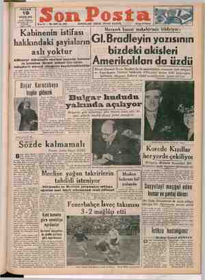 Son Posta Gazetesi 19 Kasım 1950 kapağı