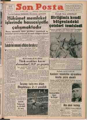 Son Posta Gazetesi 20 Kasım 1950 kapağı