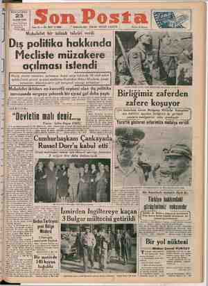 Son Posta Gazetesi 23 Kasım 1950 kapağı