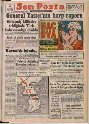 Son Posta Gazetesi 8 Aralık 1950 kapağı