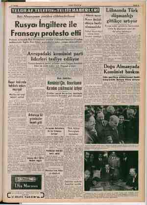    17 Aralık Batı Almanyanın yeniden silâhlandırılması Rusya; İngiltere ile Fransayı protesto etti ARI Ayla Lili SON POSTA...