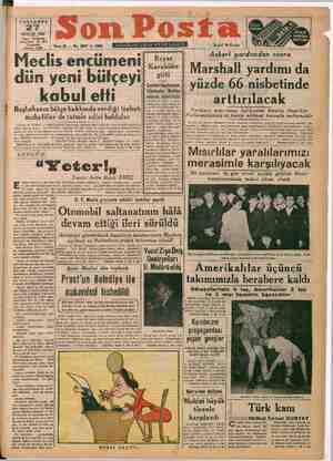 Son Posta Gazetesi 27 Aralık 1950 kapağı