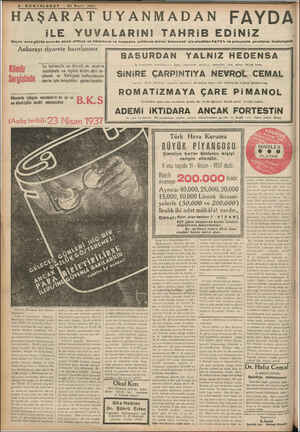  8- SONTELGRAF — 23 Mart 1937 HAŞARAT UYANMADAN Geçen sene gibi bu sene de sinek afotine ve hücumuna vea h. Ankarayı ziyarete