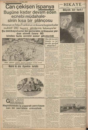    4—SONTELGRAF — 24 Mart 1937 " Can çekişen ispanya ( HİKAYE- .. ş bir fark! Bugüne kadar devam eden YORLE ecnebi müdahale-