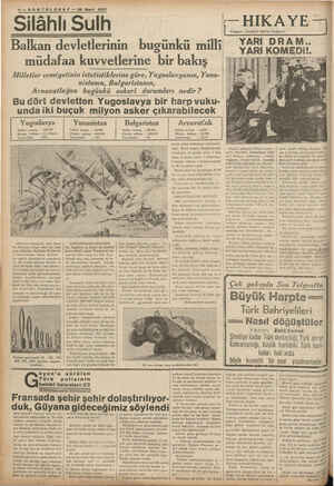    ZŞK WT Ç” A TUT F 4—SONTELGRAF — 26 Mart 1937 Silâhlı Sulh Milletler cemiyetinin istatistiklerine göre, Yugoslavyanın,...
