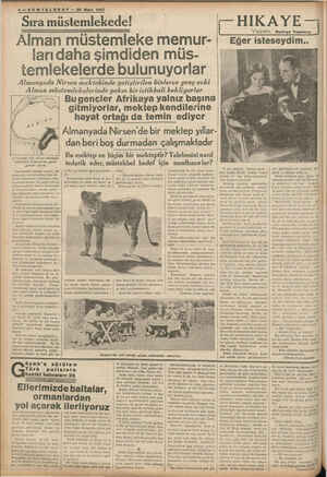    4—8SONTELGRAF — 29 Mart 1937 Sıra müstemlekede! Alman müstemleke memur- larıdaha şimdiden müs- temlekelerde bulunuyorlar