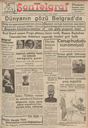 Son Telgraf Gazetesi 31 Mart 1937 kapağı