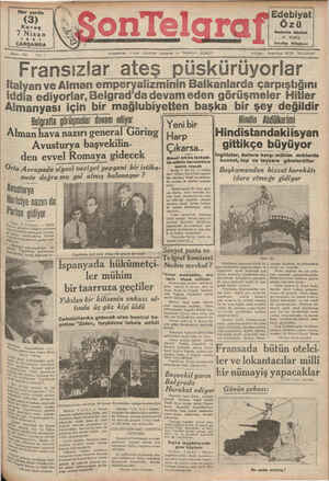 Son Telgraf Gazetesi 7 Nisan 1937 kapağı
