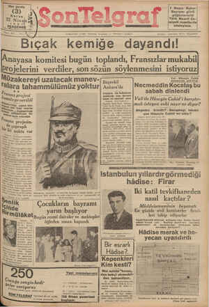 Son Telgraf Gazetesi 22 Nisan 1937 kapağı