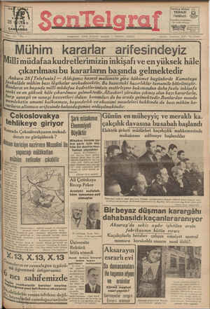 Son Telgraf Gazetesi 28 Nisan 1937 kapağı