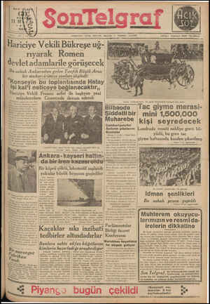Son Telgraf Gazetesi 11 Mayıs 1937 kapağı