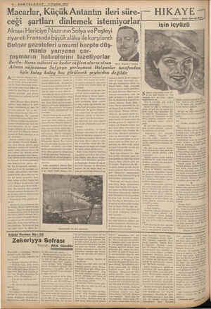    4-SONTELGRAF - 17 Heziran 1937 Macarlar, Küçük Antantın ileri süre- HIKAYE ceği şartları dinlemek istemiyorlar Almatı...