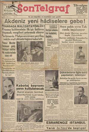 Son Telgraf Gazetesi 30 Haziran 1937 kapağı