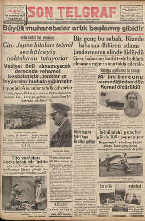 Son Telgraf Gazetesi 19 Temmuz 1937 kapağı