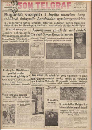 Son Telgraf Gazetesi 23 Temmuz 1937 kapağı