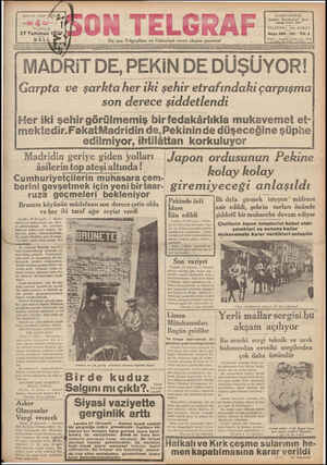 Son Telgraf Gazetesi 27 Temmuz 1937 kapağı