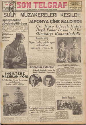 Son Telgraf Gazetesi 28 Temmuz 1937 kapağı