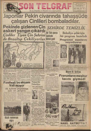 Son Telgraf Gazetesi 31 Temmuz 1937 kapağı