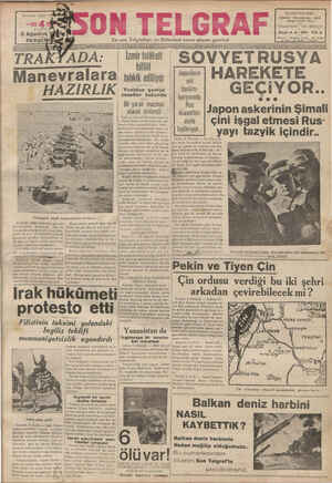 Son Telgraf Gazetesi 5 Ağustos 1937 kapağı