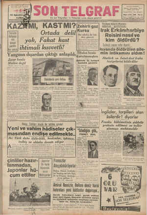 Son Telgraf Gazetesi 13 Ağustos 1937 kapağı