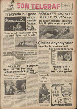 Son Telgraf Gazetesi 15 Ağustos 1937 kapağı