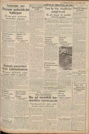        3- SONTELGRAF —14 Eylül 1937 KBA D AAA D KA A — Teşrinievvelden — sonra Seyyar satıcılık da kalkıyor ÜŞ dip safıci ar