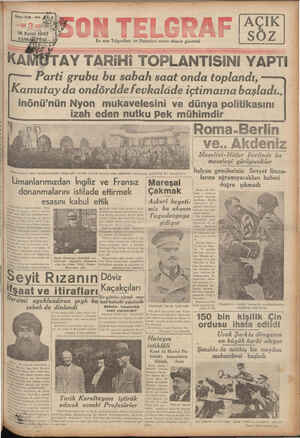 Son Telgraf Gazetesi 18 Eylül 1937 kapağı