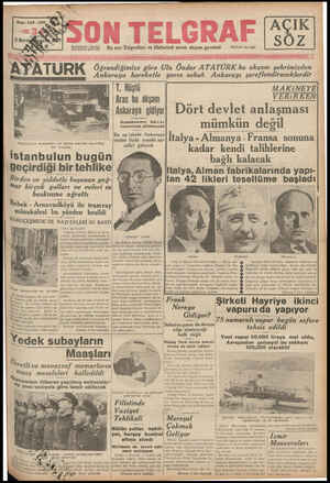Son Telgraf Gazetesi 3 Ekim 1937 kapağı