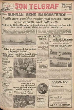Son Telgraf Gazetesi 5 Ekim 1937 kapağı
