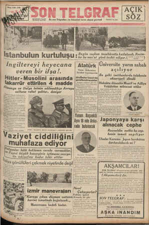 Son Telgraf Gazetesi 6 Ekim 1937 kapağı