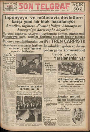 Son Telgraf Gazetesi 7 Ekim 1937 kapağı