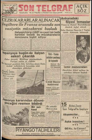 Son Telgraf Gazetesi 11 Ekim 1937 kapağı
