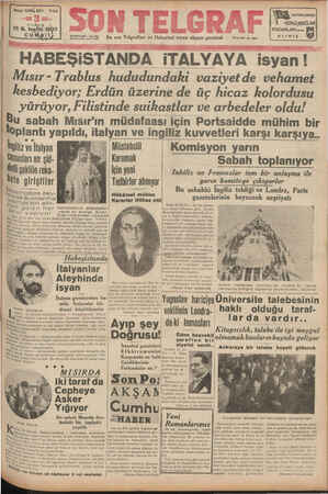 Son Telgraf Gazetesi 15 Ekim 1937 kapağı