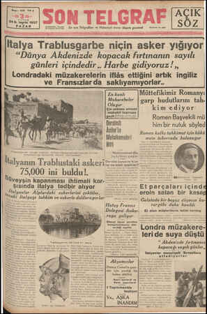 Son Telgraf Gazetesi 24 Ekim 1937 kapağı