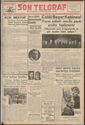 Son Telgraf Gazetesi 27 Ekim 1937 kapağı