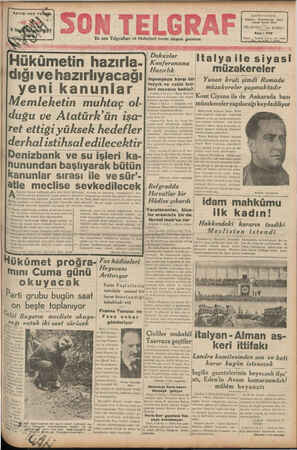 Son Telgraf Gazetesi 2 Kasım 1937 kapağı