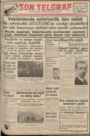 Son Telgraf Gazetesi 5 Kasım 1937 kapağı