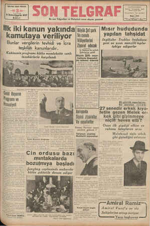 Son Telgraf Gazetesi 9 Kasım 1937 kapağı