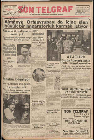 Son Telgraf Gazetesi 19 Kasım 1937 kapağı
